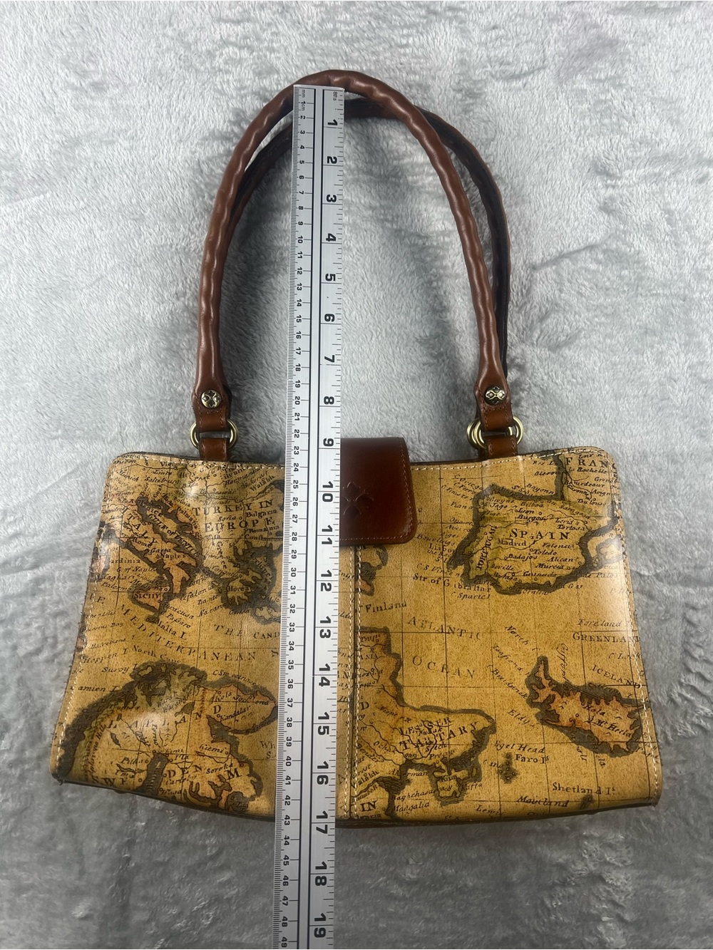 Patricia Nash Rienzo European Map Leather Satchel Bag Handbag - Picture 3 of 9